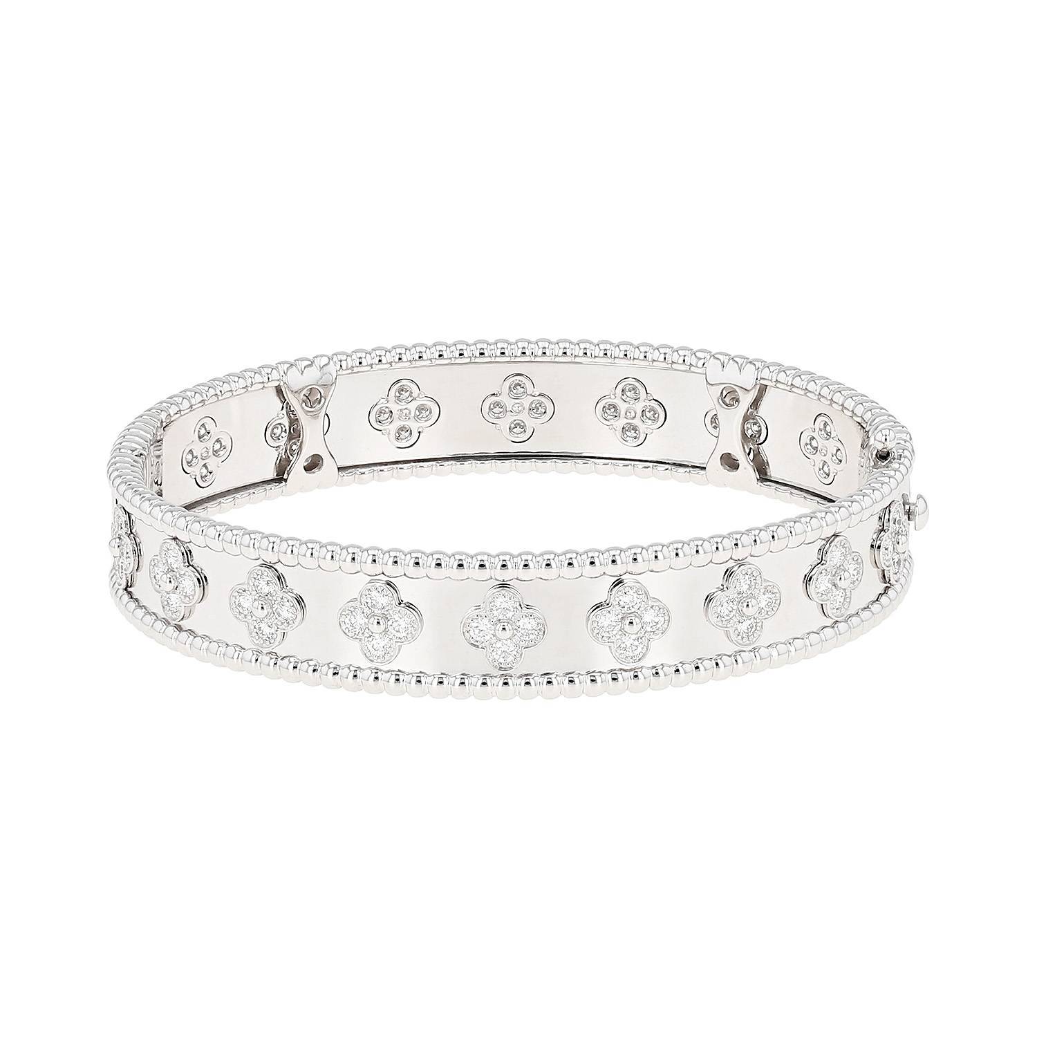 Bracciale Van Cleef & Arpels Perlée Trèfle in oro bianco e diamanti