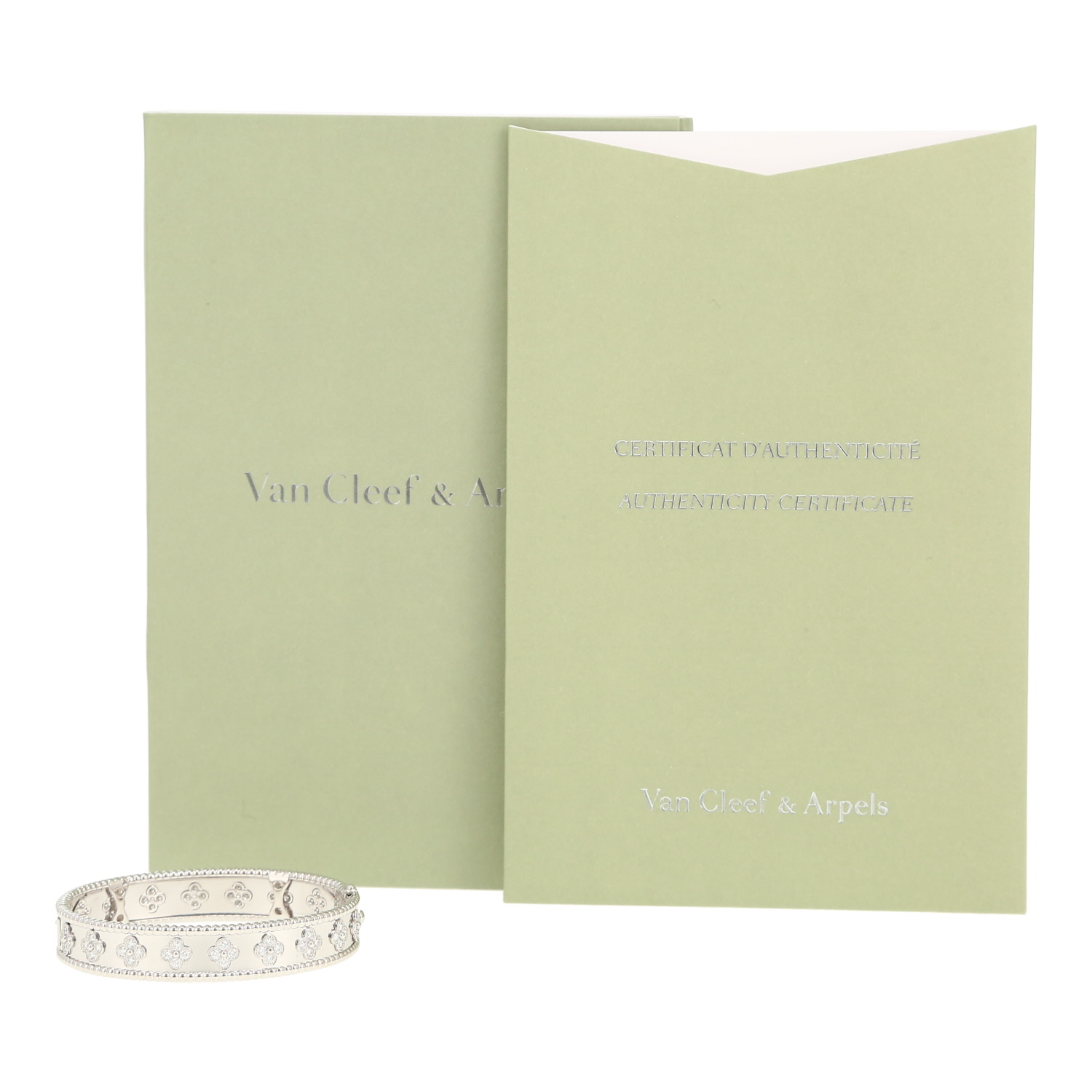 Van Cleef & Arpels Perlée Trèfle bracelet in white gold and diamonds