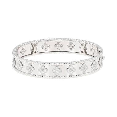 Bracciale Van Cleef & Arpels Perlée Trèfle in oro bianco e diamanti