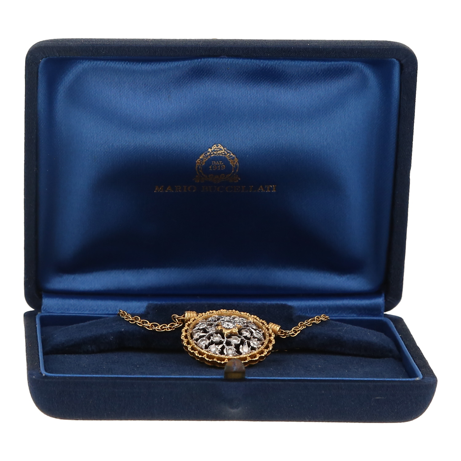 Collier Buccellati Rombi en or jaune, or blanc et diamants - Detail D2