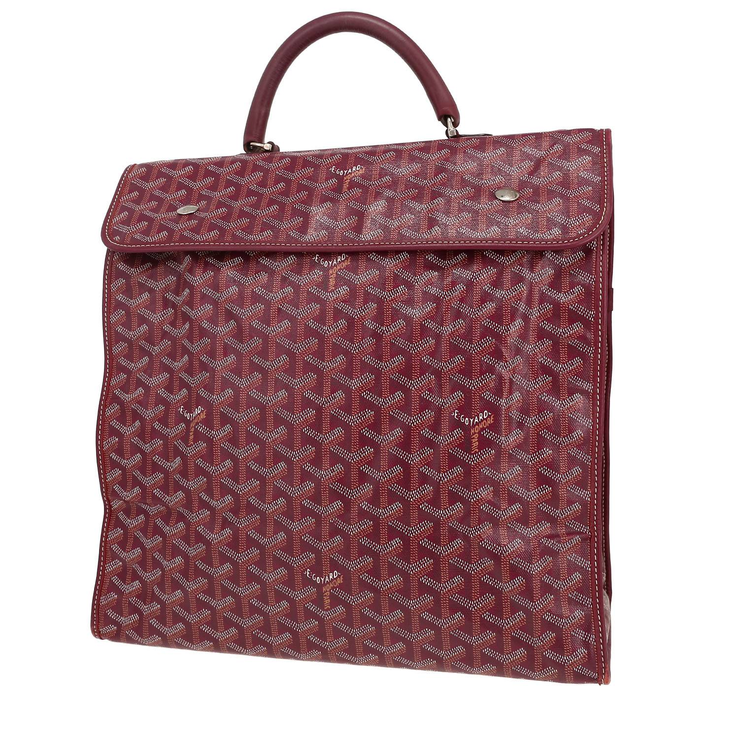 Goyard Saint Leger handbag in burgundy Goyard canvas and burgundy leather