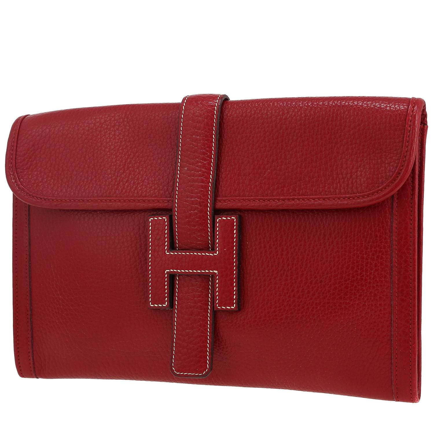 Hermès  Jige pouch  in burgundy Ardenne leather