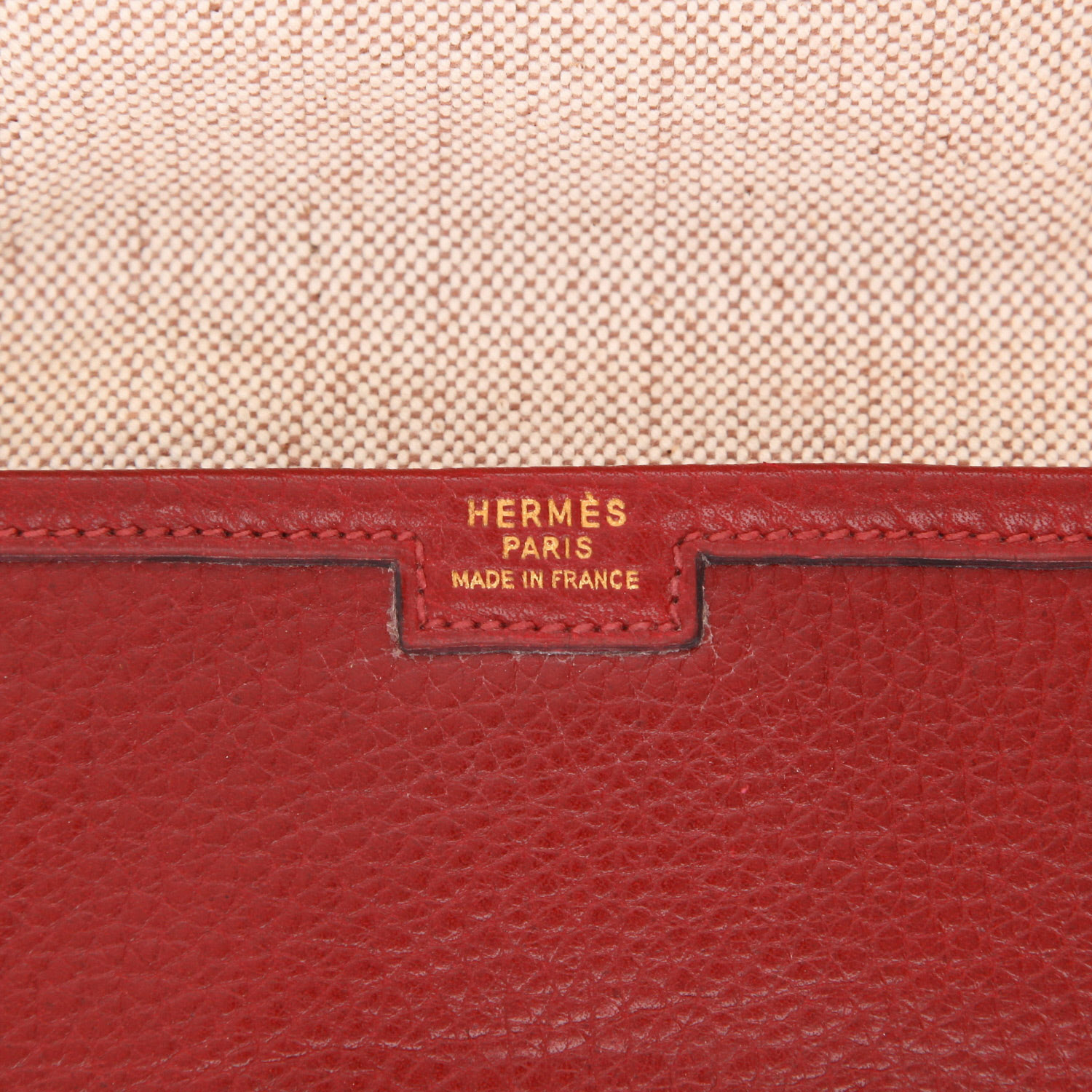Pochette Hermès  Jige en cuir Ardenne bordeaux - Detail D2