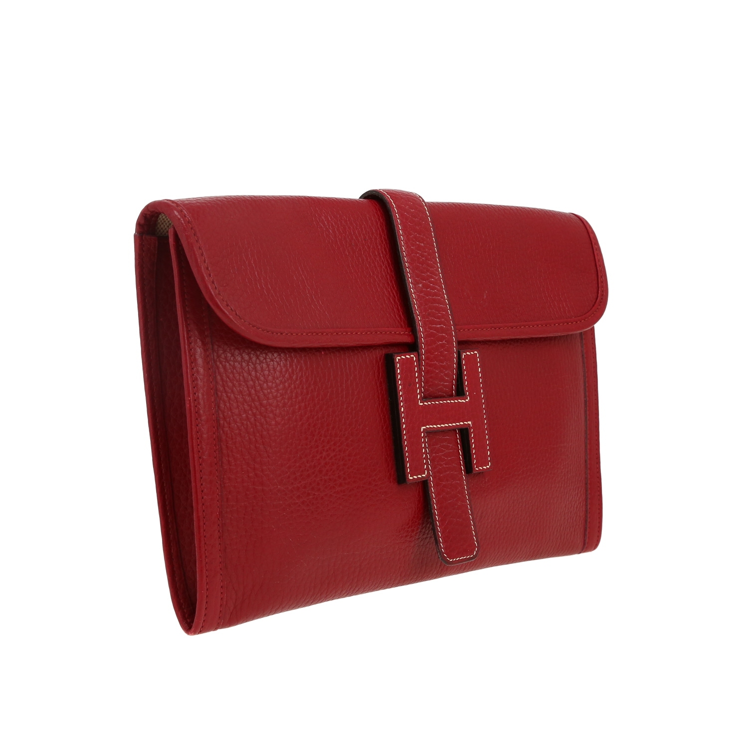 Hermès  Jige pouch  in burgundy Ardenne leather - Detail D5