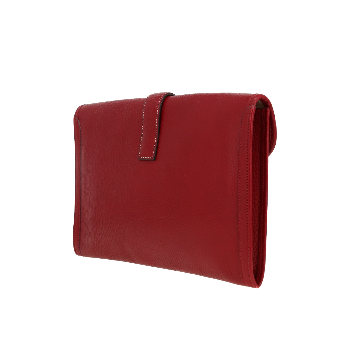 Pochette Hermès  Jige en cuir Ardenne bordeaux - Detail D6