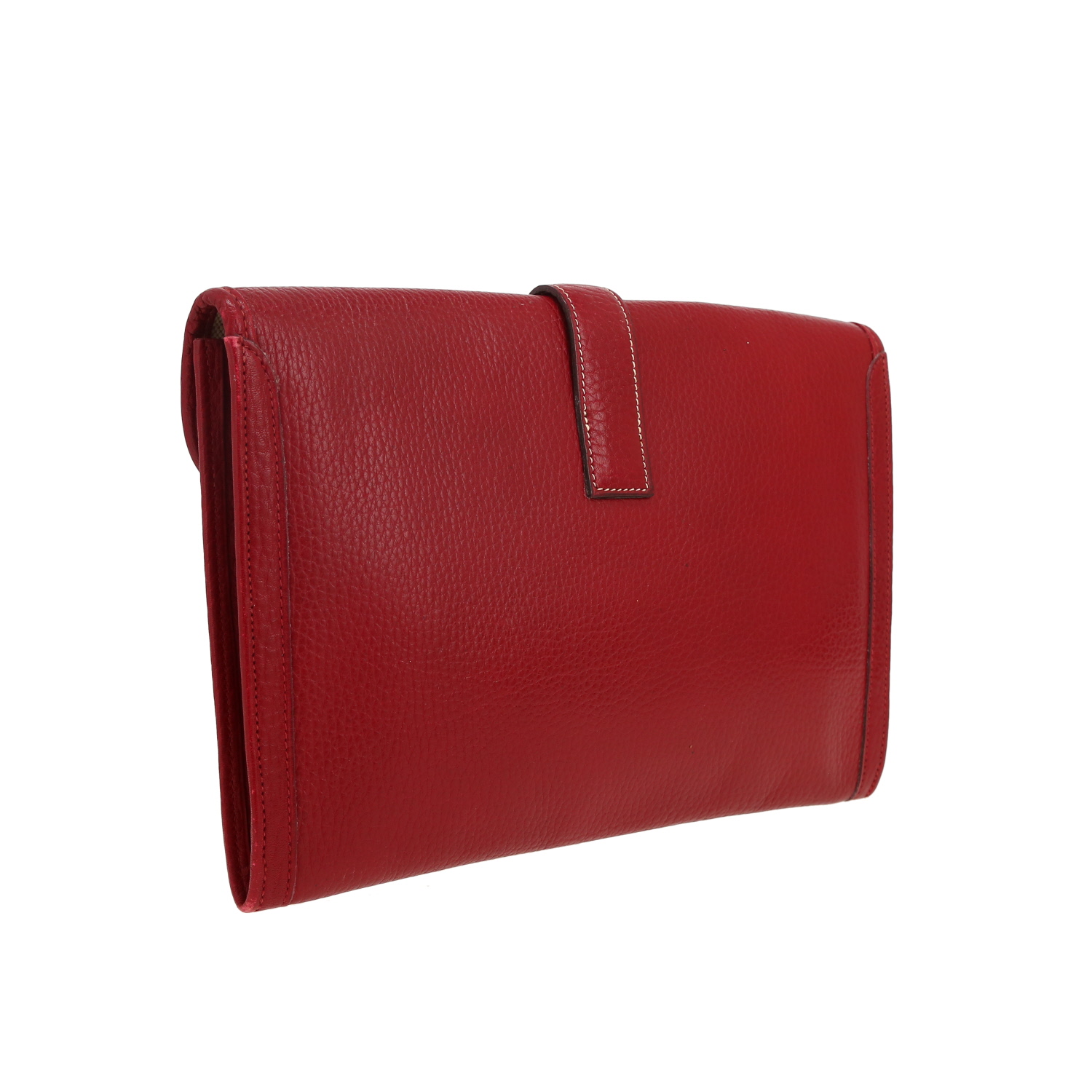 Pochette Hermès  Jige en cuir Ardenne bordeaux - Detail D8