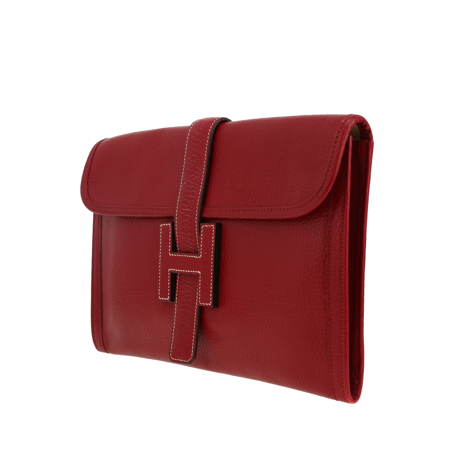 Hermès  Jige pouch  in burgundy Ardenne leather - Detail D9