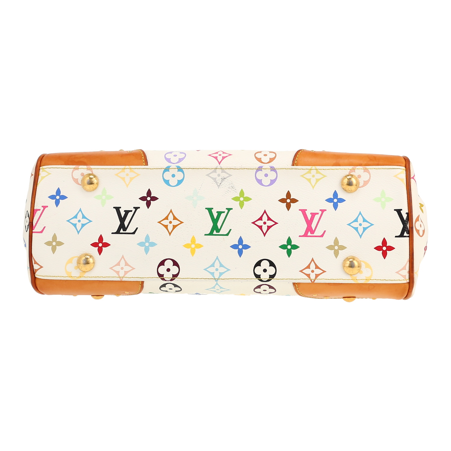 Bolso de mano Louis Vuitton X Murakami  Beverly en lona Monogram multicolor y cuero natural - Detail D1