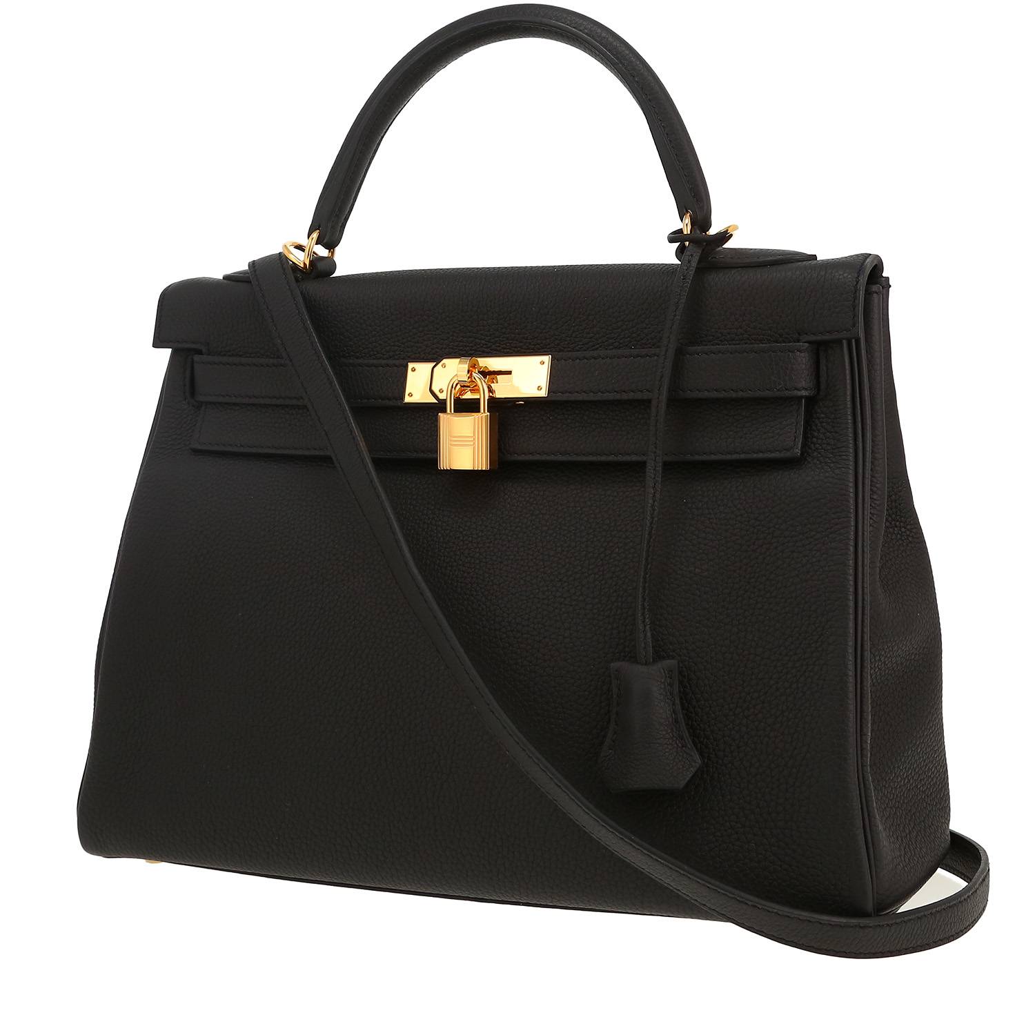 Hermès Kelly 32 cm handbag in black togo leather