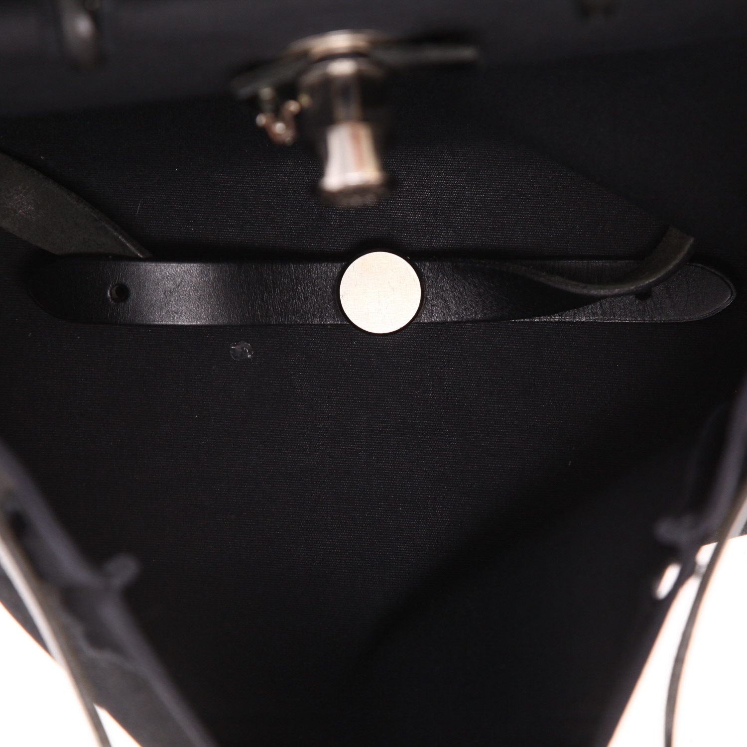Mochila Hermès Herbag de lona negra y piel negra - Detail D3