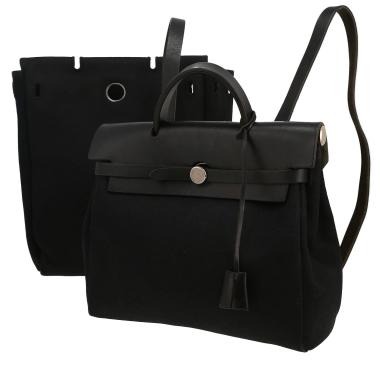 Hermès Herbag rucksack in black canvas and black leather
