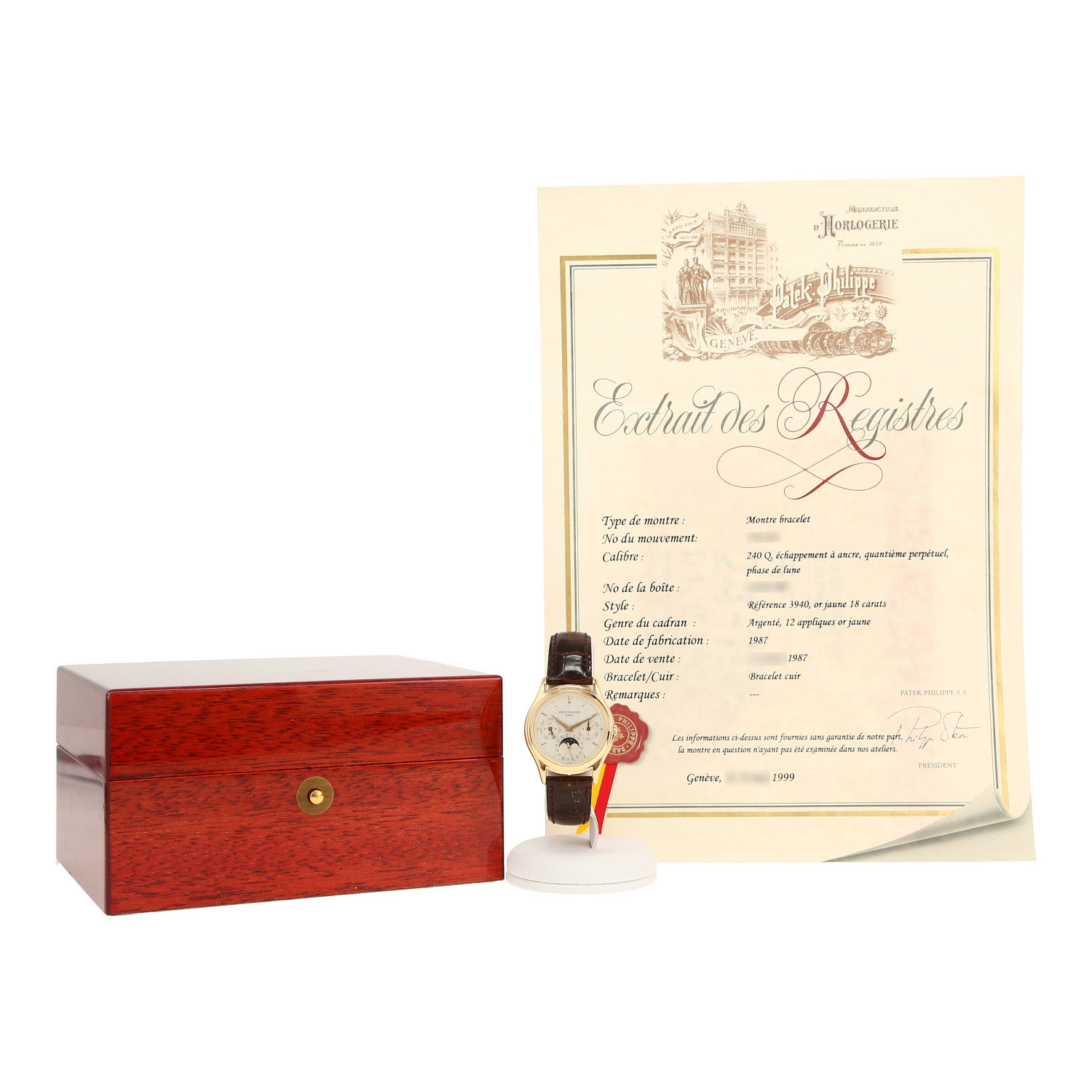 Montre Patek Philippe Perpetual Calendar en or jaune Ref: Patek Philippe - 3940  Vers 1987