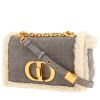 Sac bandoulière Dior  Caro petit modèle  en peau retournée grise et blanche - 00pp thumbnail