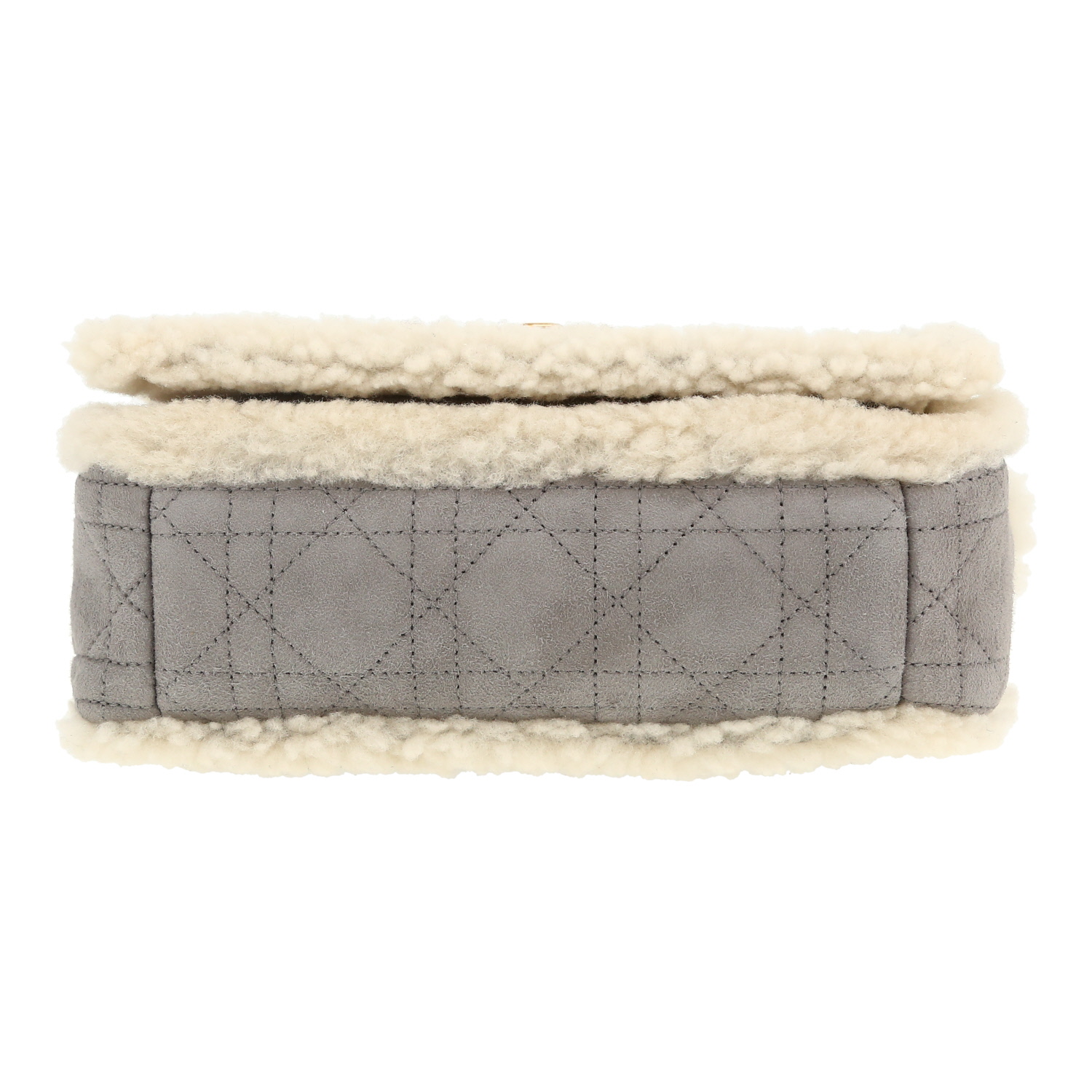 Dior Caro small model shoulder bag in grey and white turned-up skin - Detail D1