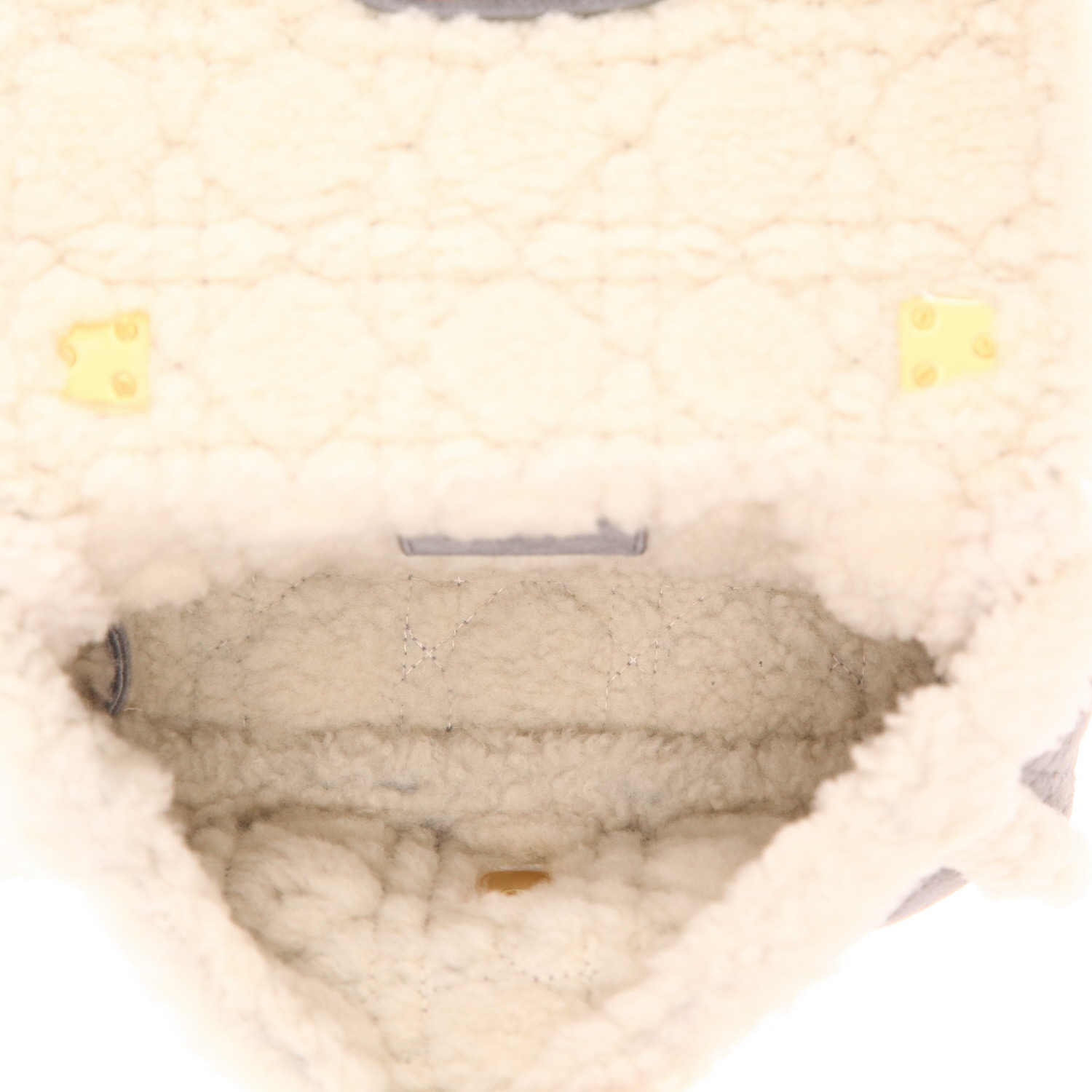 Bolso bandolera Dior  Caro modelo pequeño  en piel volteada gris y blanca - Detail D3
