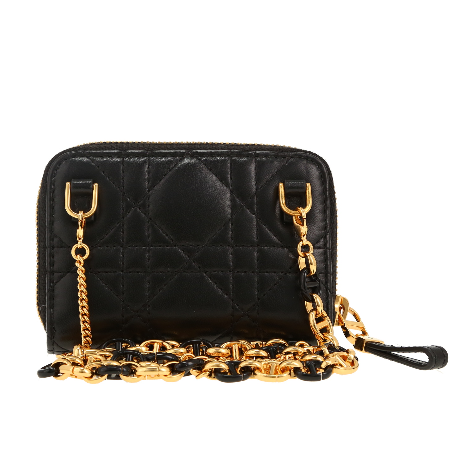 Dior  Caro mini  shoulder bag  in black leather cannage - Detail D4