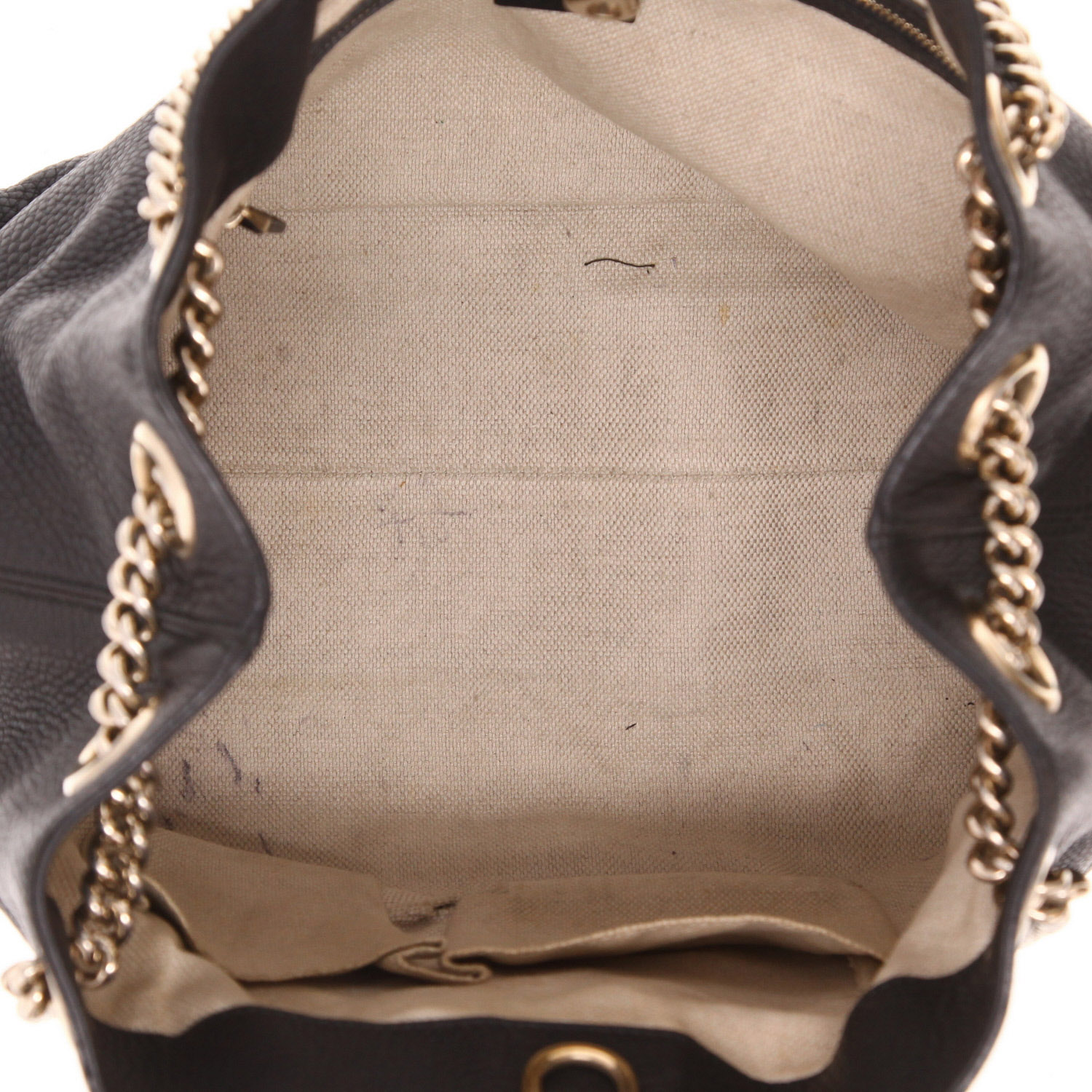 Sac cabas Gucci  Soho en cuir grainé noir - Detail D3
