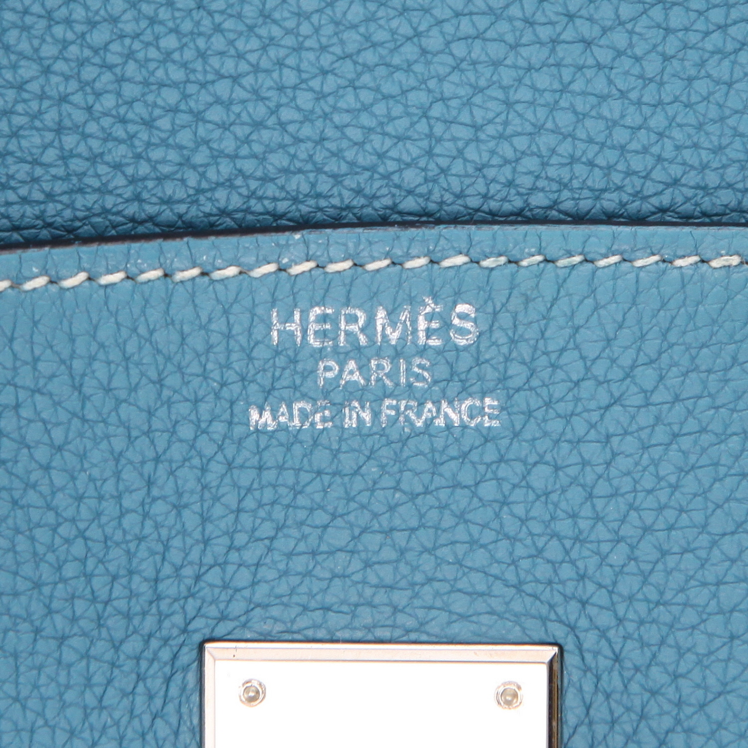 Sac à main Hermès  Birkin 35 cm en cuir togo bleu-jean - Detail D2