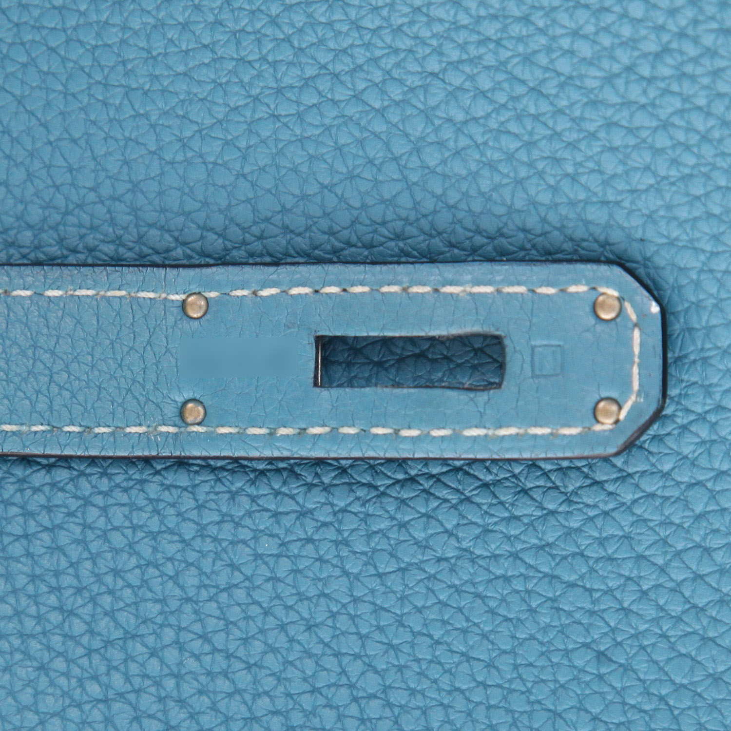 Bolso de mano Hermès  Birkin 35 cm en cuero togo azul - Detail D4