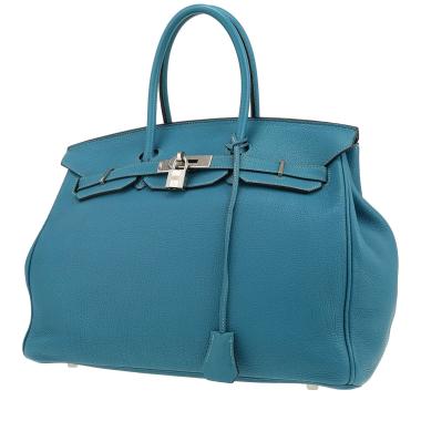 Sac à main Hermès  Birkin 35 cm en cuir togo bleu-jean