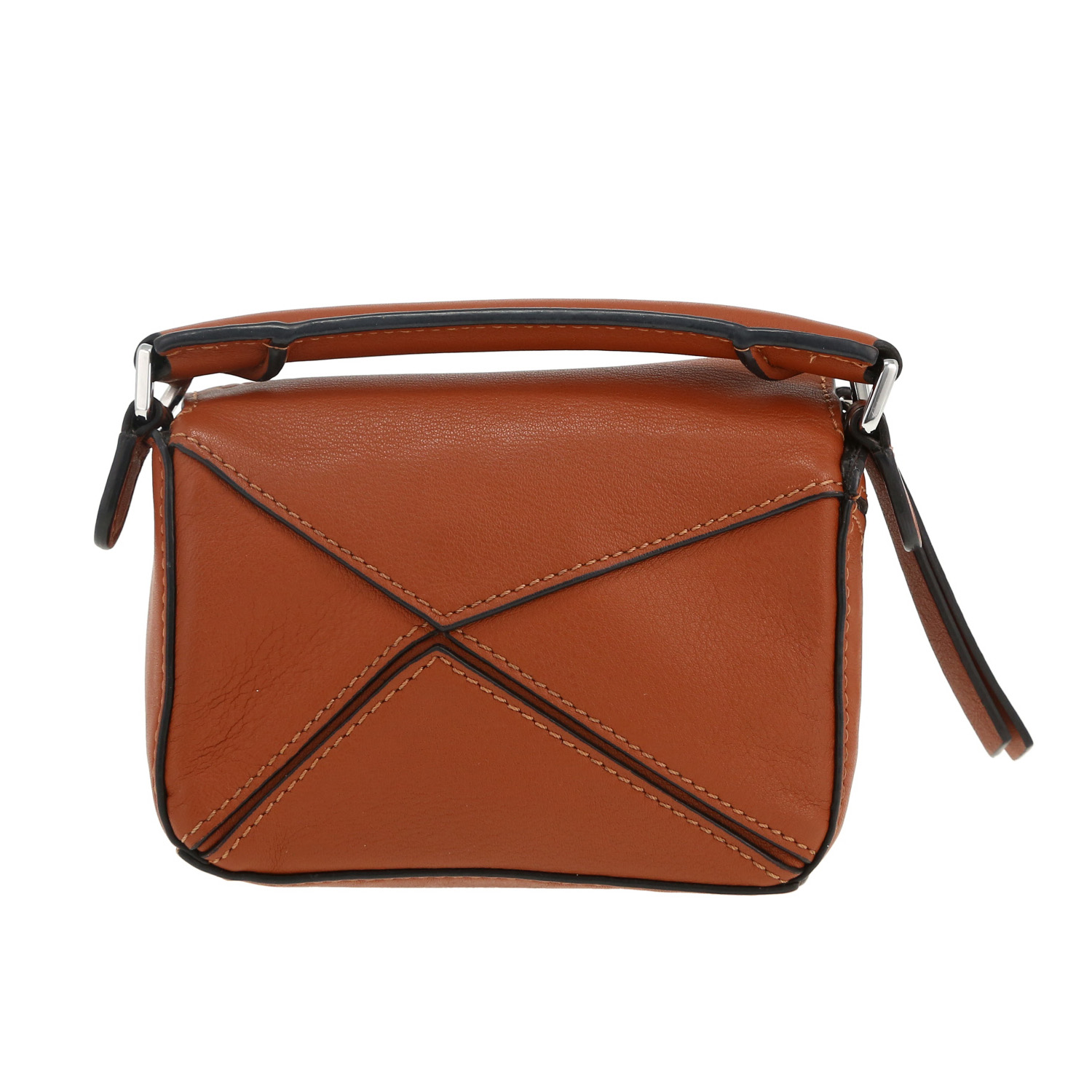 Loewe Puzzle super mini shoulder bag in brown leather - Detail D4