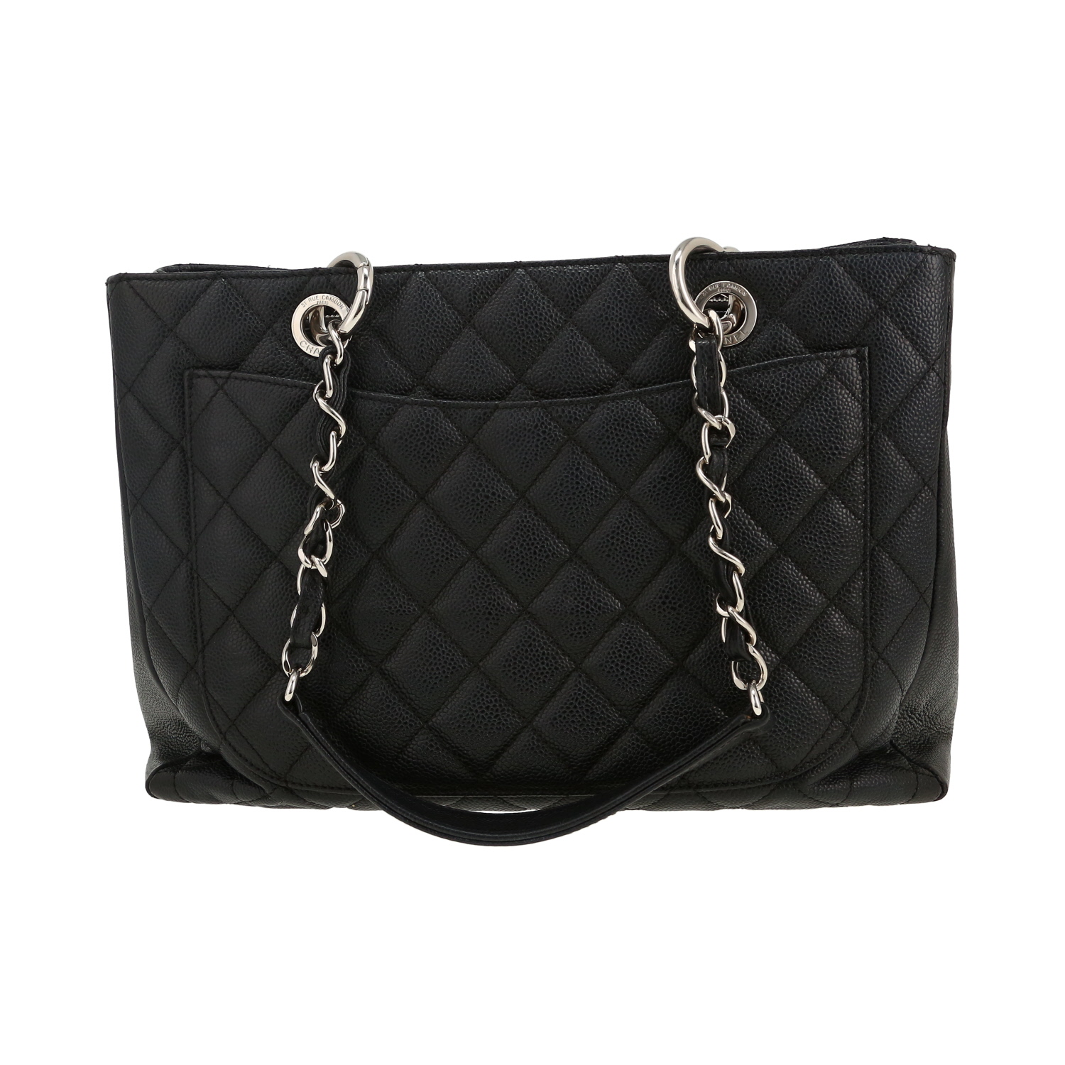 Bolso de mano Chanel  Shopping GST en cuero granulado acolchado negro - Detail D5