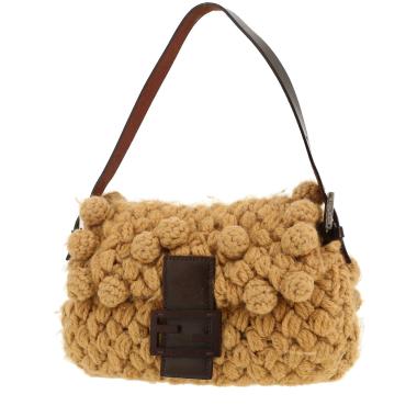 Fendi  Baguette handbag in beige wool  and brown leather