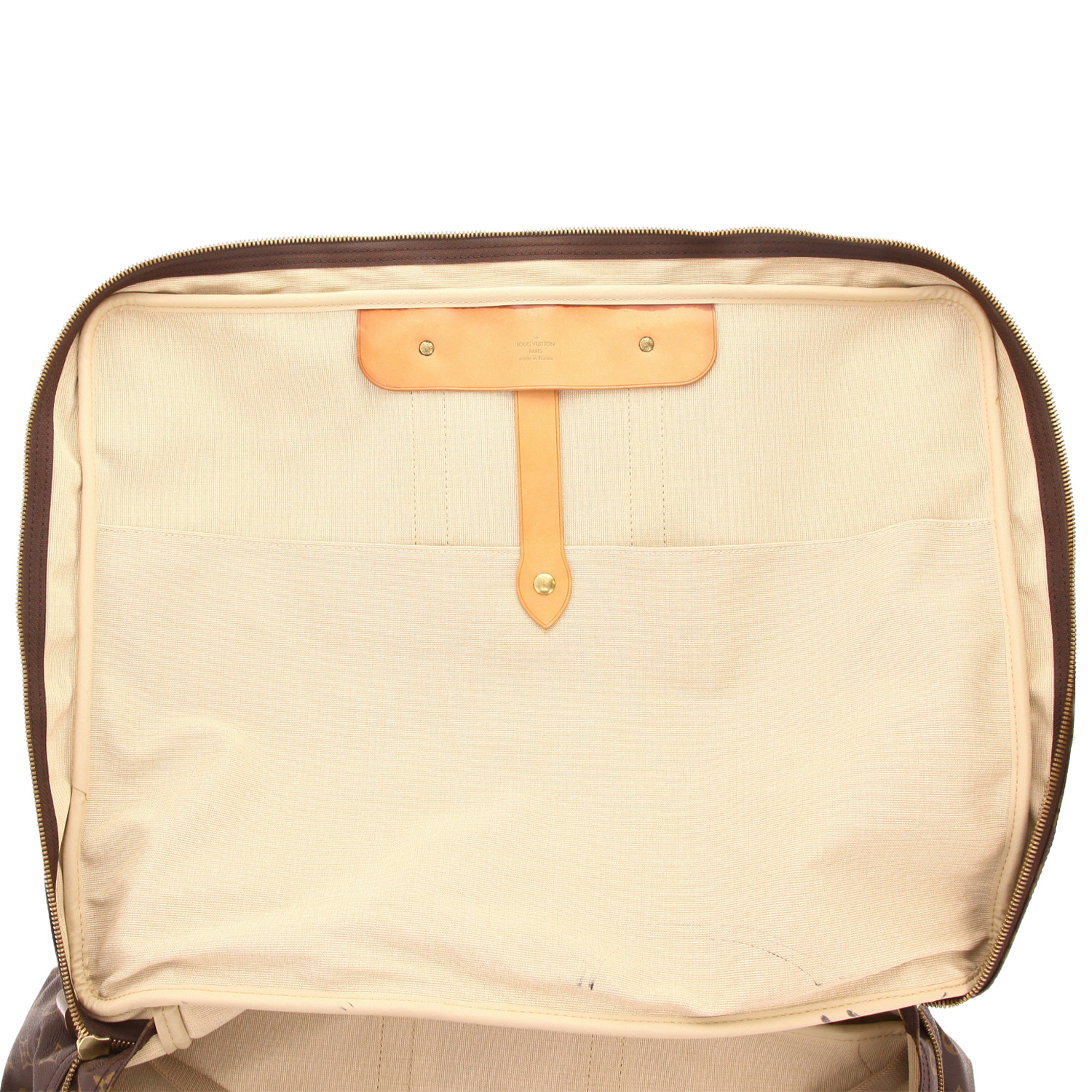 Louis Vuitton Sirius 50 soft suitcase in brown monogram canvas and natural leather - Detail D4