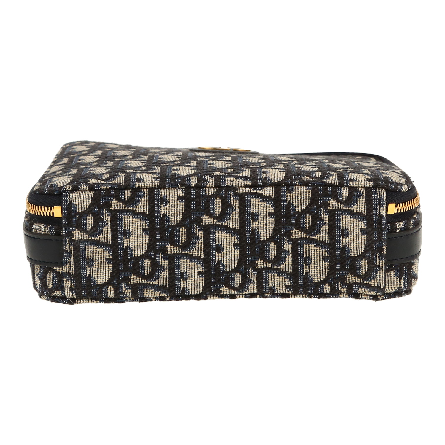 Bolso bandolera Dior  Box 30 Montaigne en lona Monogram Oblique azul marino y cuero azul marino - Detail D1