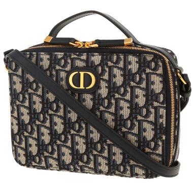 Borsa a tracolla Dior  Box 30 Montaigne in tessuto a monogramma Oblique blu marino e pelle blu marino