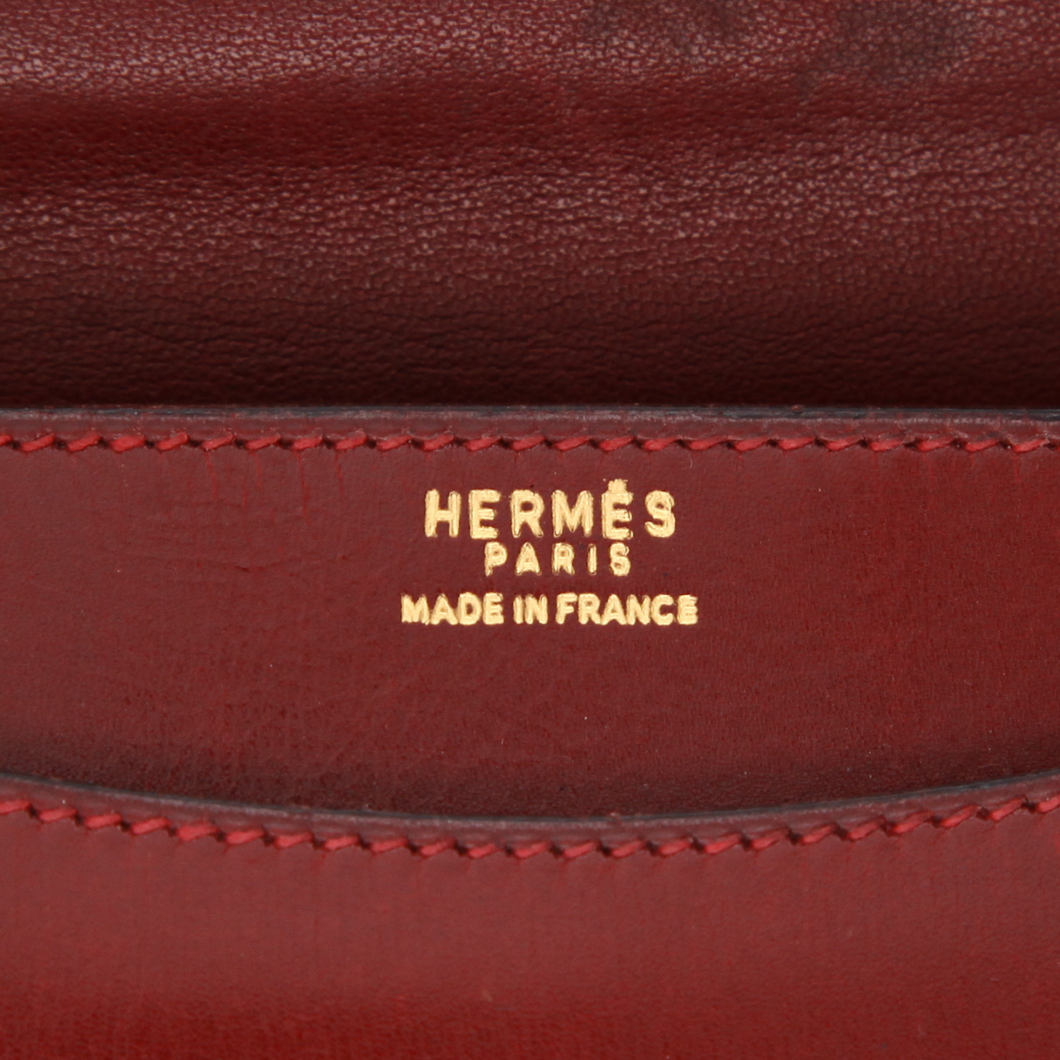 Sac à main Hermès  Ring en cuir box bordeaux - Detail D2