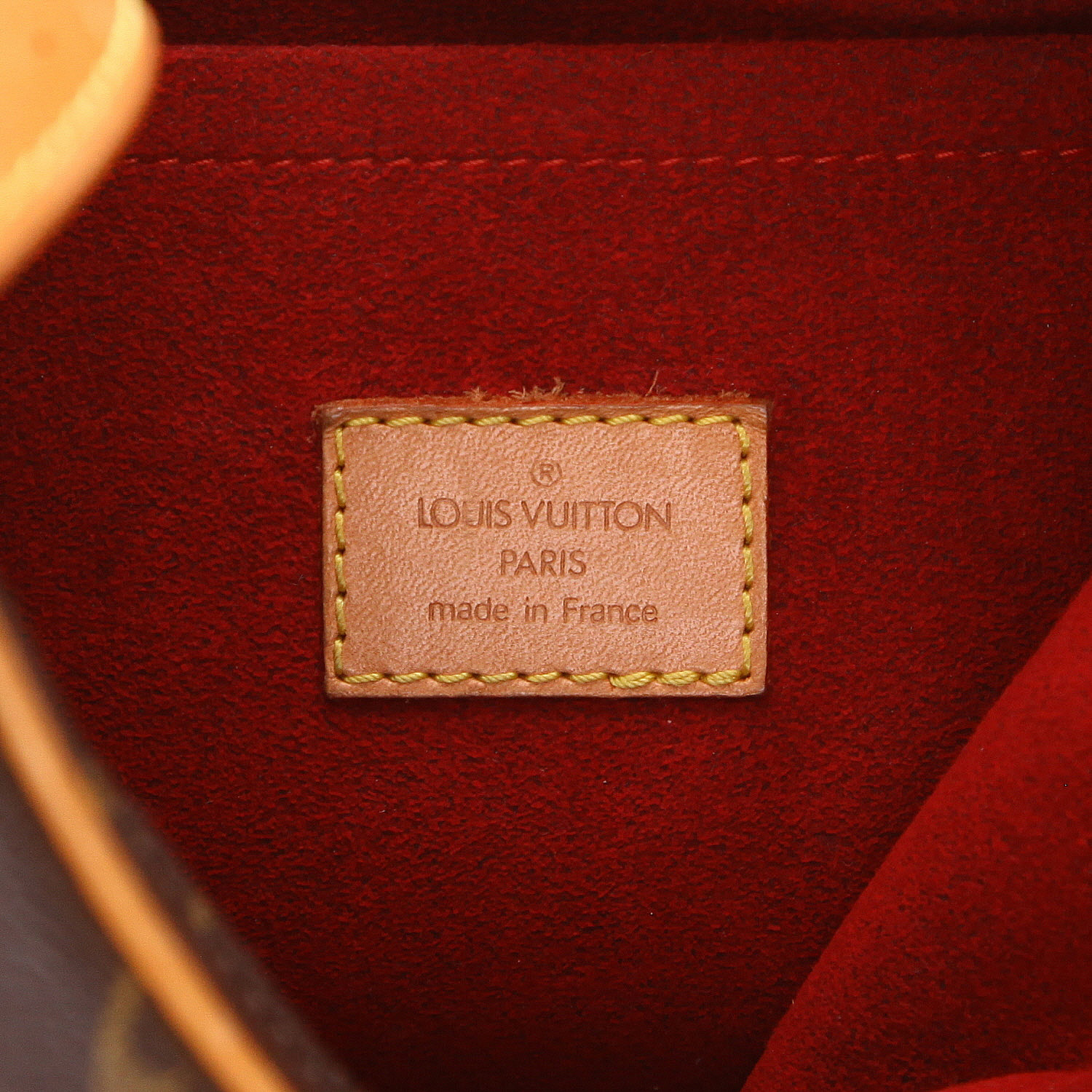 Sac à main Louis Vuitton Croissant en toile monogram marron et cuir naturel - Detail D2