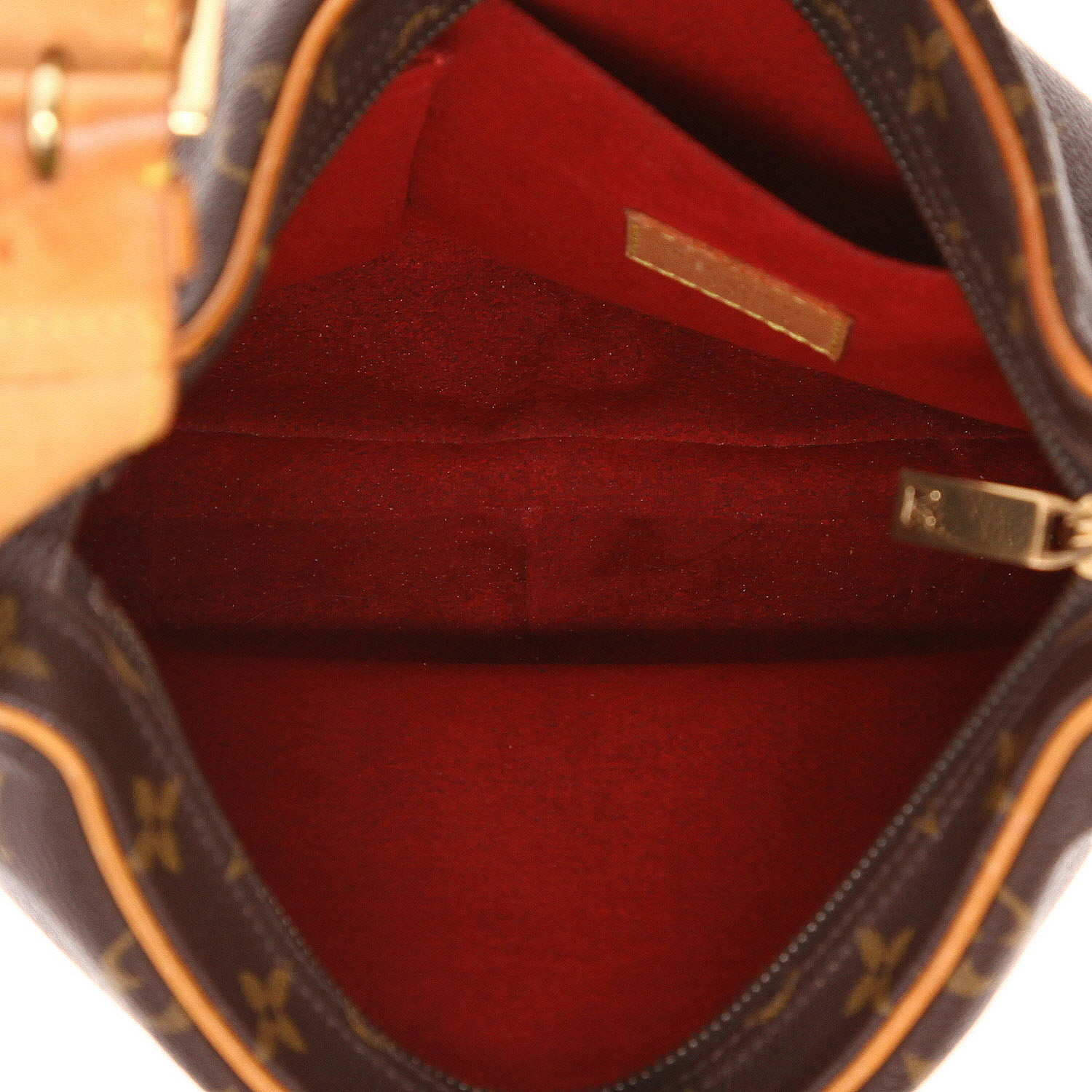 Sac à main Louis Vuitton Croissant en toile monogram marron et cuir naturel - Detail D3