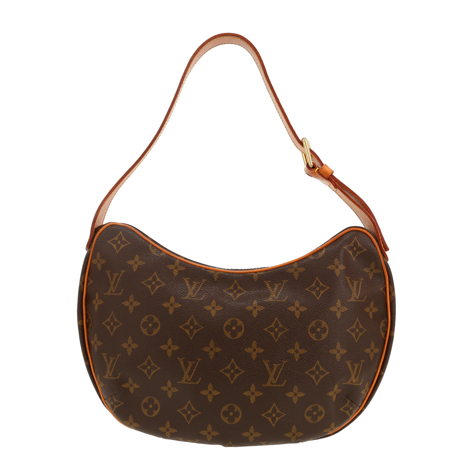Sac à main Louis Vuitton Croissant en toile monogram marron et cuir naturel - Detail D4