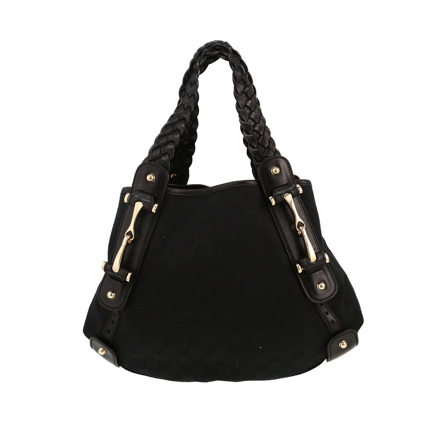Gucci handbag in black "sûpreme GG" canvas and black leather - Detail D4