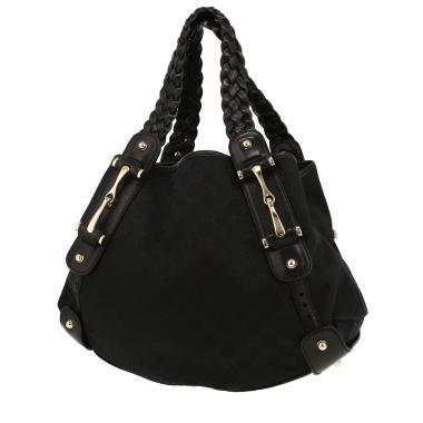 Bolso de mano Gucci   en tejido "sûpreme GG" negro y cuero negro