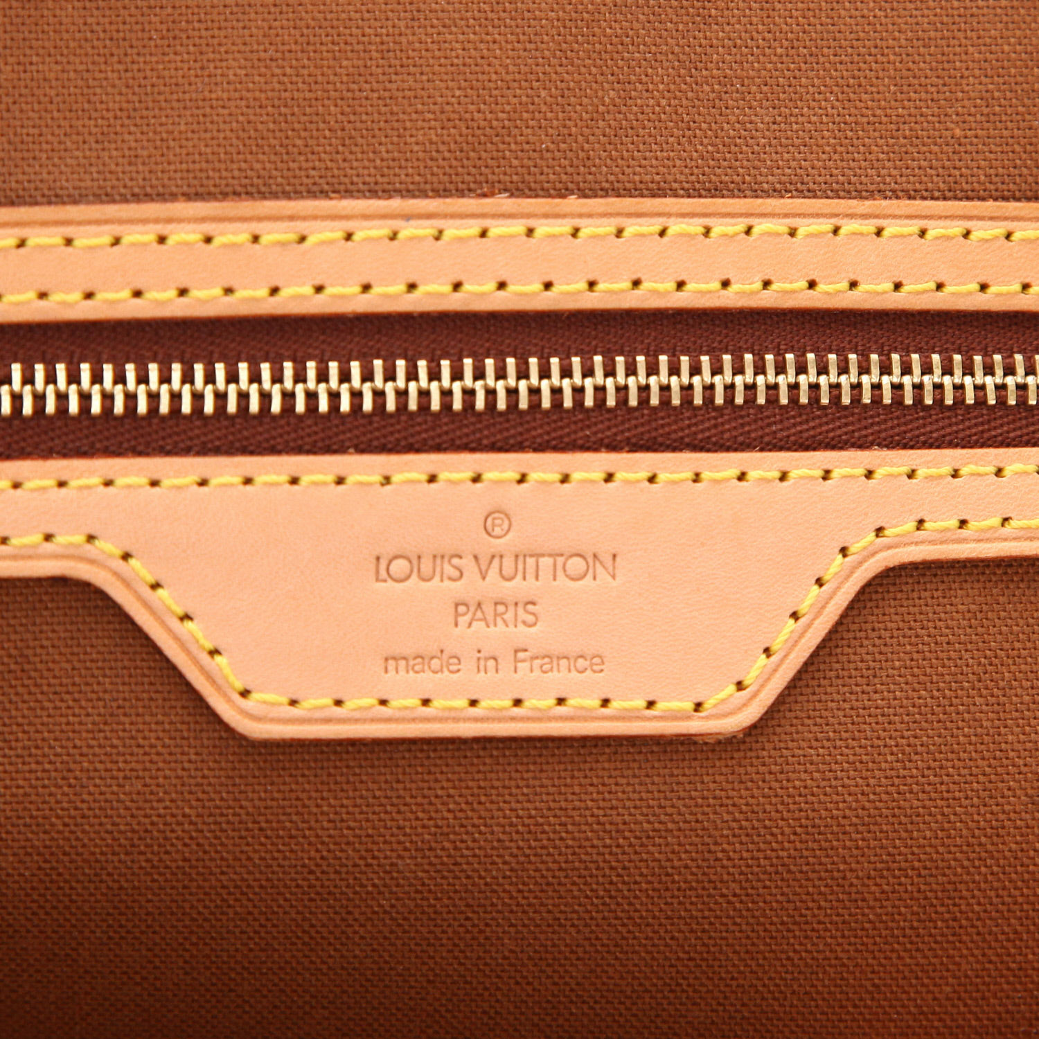 Porte-documents Louis Vuitton   en toile monogram marron et cuir naturel - Detail D2