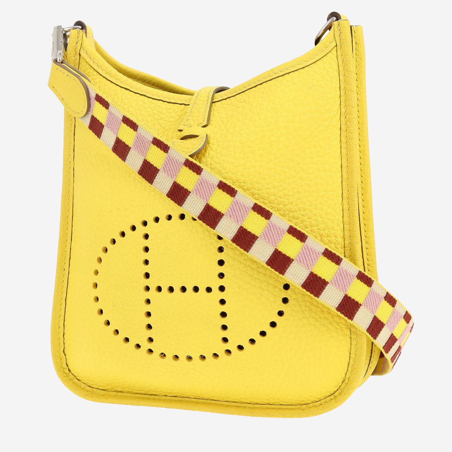 Bolso bandolera Hermès  Mini Evelyne en cuero taurillon clémence amarillo Lime
