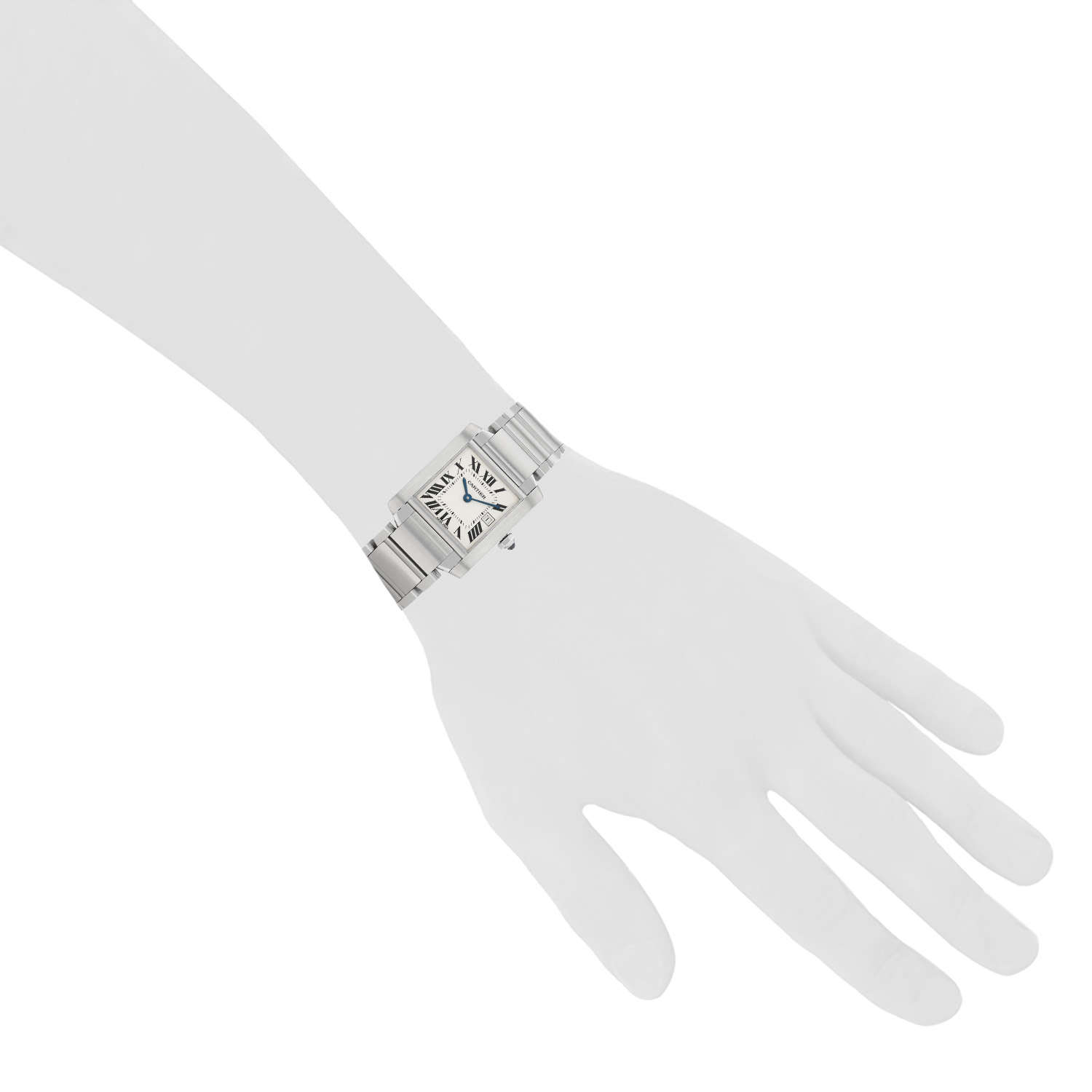 Cartier Tank Française  in stainless steel Ref: Cartier - 2465  Circa 2010 - Detail D1