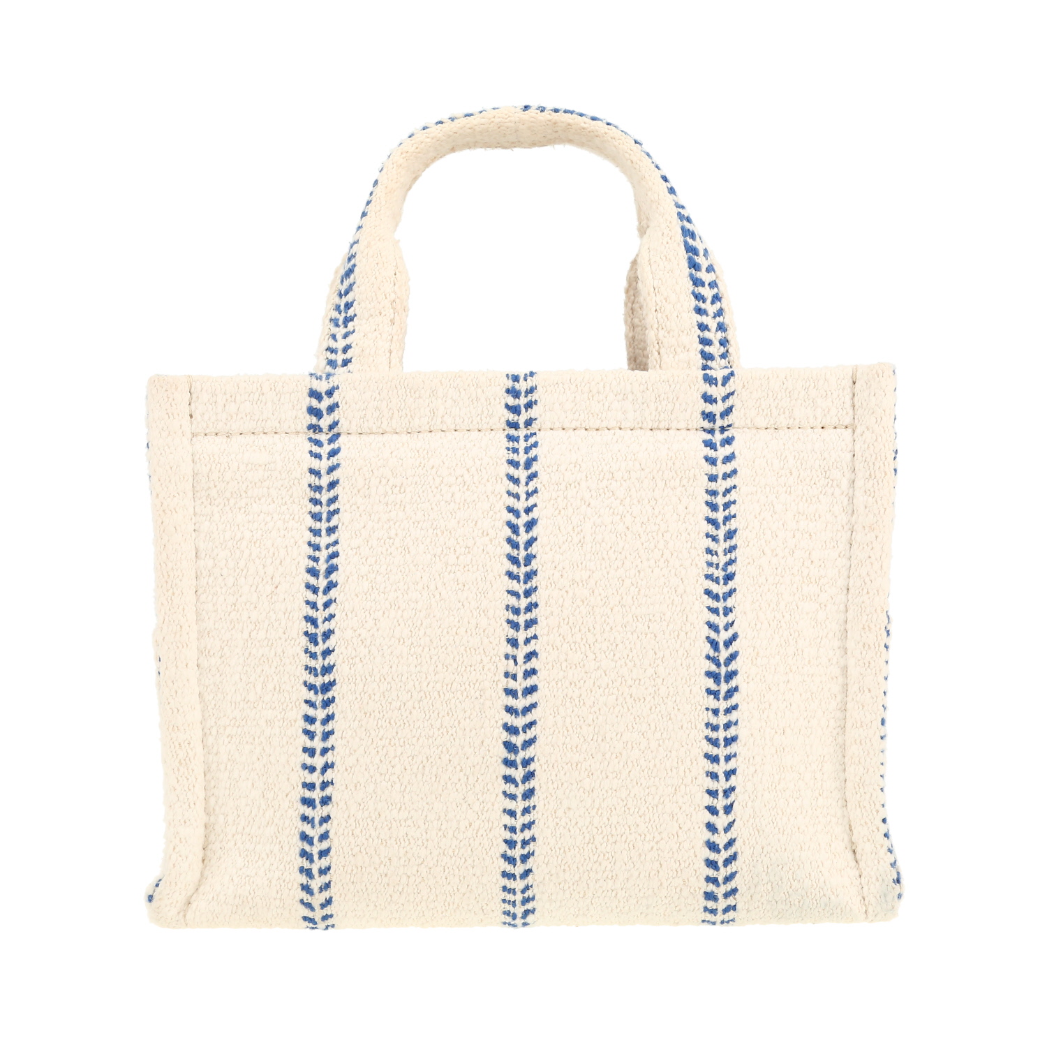 Shopping bag Celine  Thais in tela écru e blu e pelle marrone - Detail D4