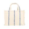 Shopping bag Celine  Thais in tela écru e blu e pelle marrone - Detail D4 thumbnail