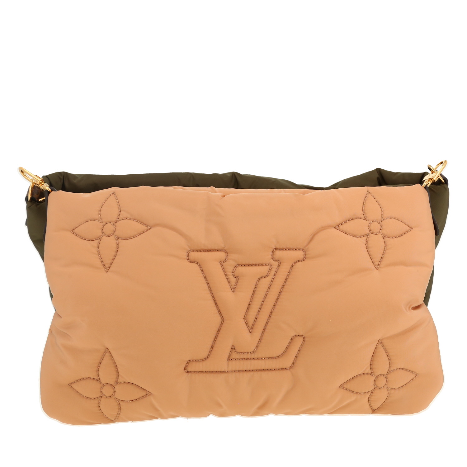 Sac bandoulière Louis Vuitton  Multi-Pochette en toile vert-kaki et beige et toile monogram enduite marron - Detail D5