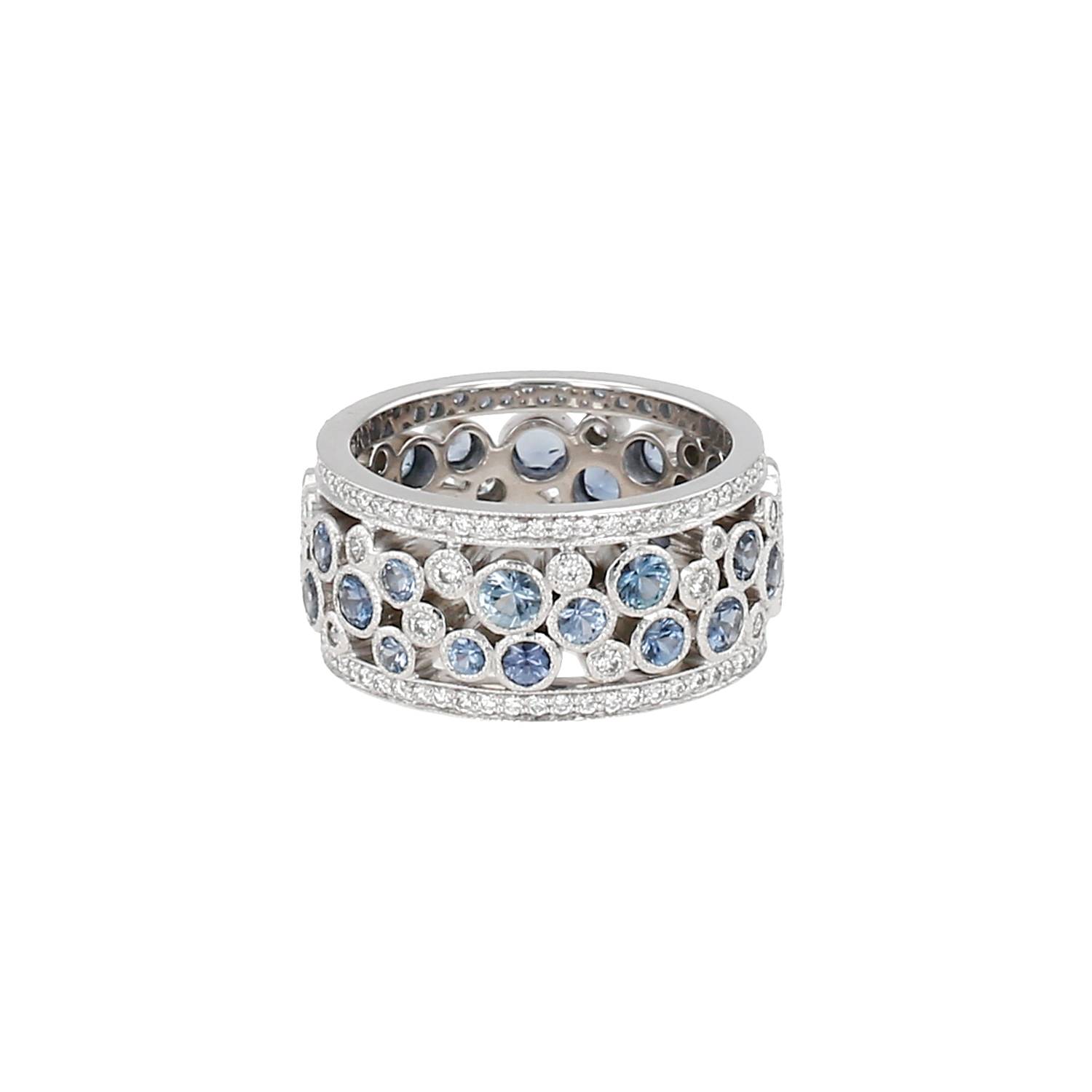 Bague Tiffany 
Co Cobblestone en platine, diamants et saphirs