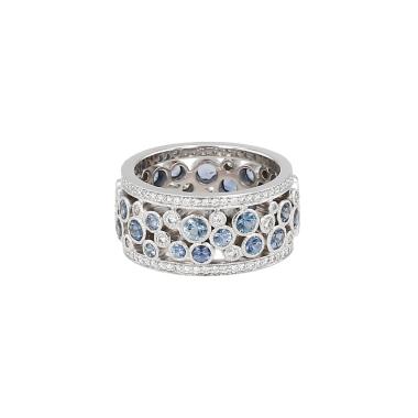 Anello Tiffany & Co Cobblestone in platino, diamanti e zaffiri