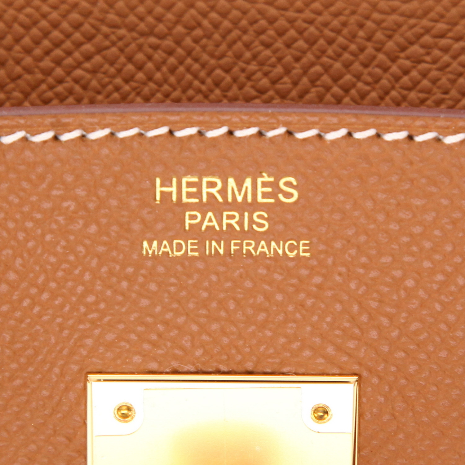 Bolso de mano Hermès  Birkin 30 cm en cuero epsom color oro - Detail D2