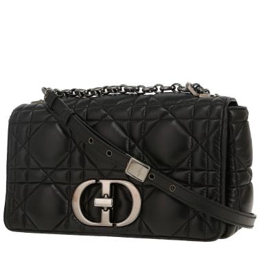 Bolso bandolera Dior  Caro modelo mediano  en cuero cannage negro