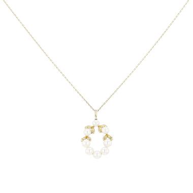 Ciondolo Mikimoto  in oro giallo e perle coltivate Akoya