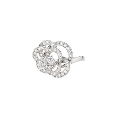 Chanel Camélia Fil medium model ring in white gold and diamonds