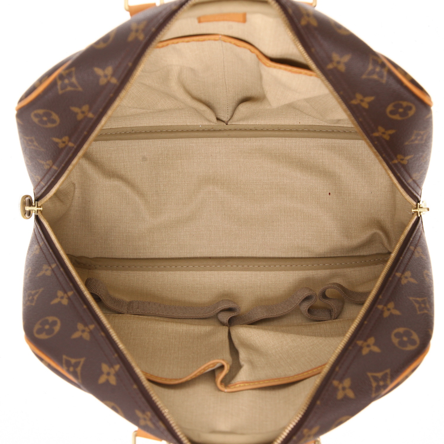 Louis Vuitton  Deauville handbag  in brown monogram canvas  and natural leather - Detail D2