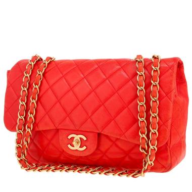 Sac bandoulière Chanel  Timeless Jumbo en cuir matelassé rouge
